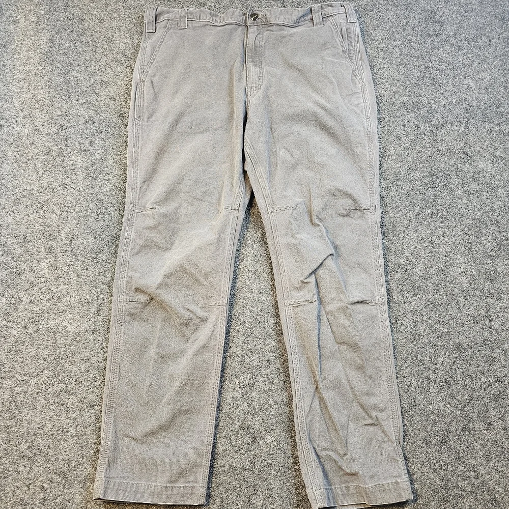 Carhartt Mens 40x30 Gray Straight Fit‎ Work Pants Stretch Canvas Utility